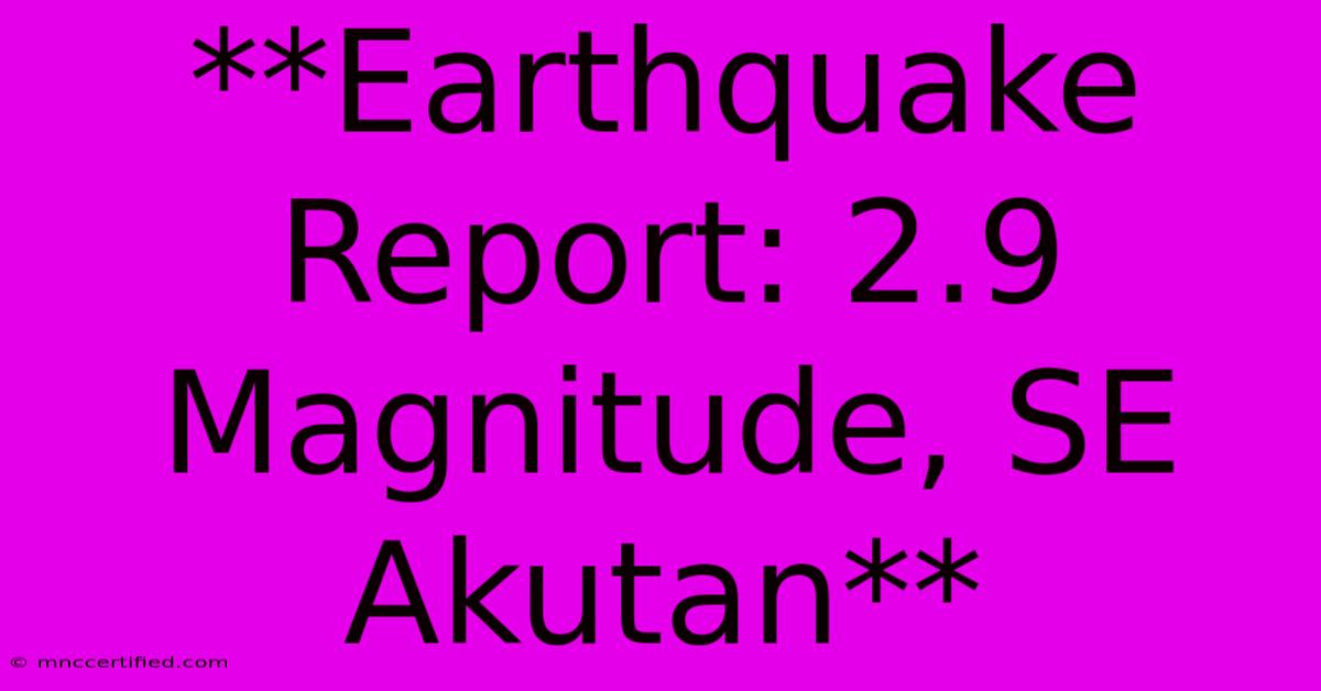 **Earthquake Report: 2.9 Magnitude, SE Akutan** 