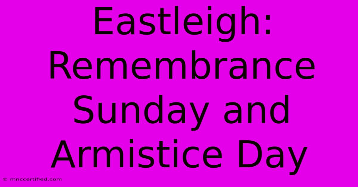 Eastleigh: Remembrance Sunday And Armistice Day 