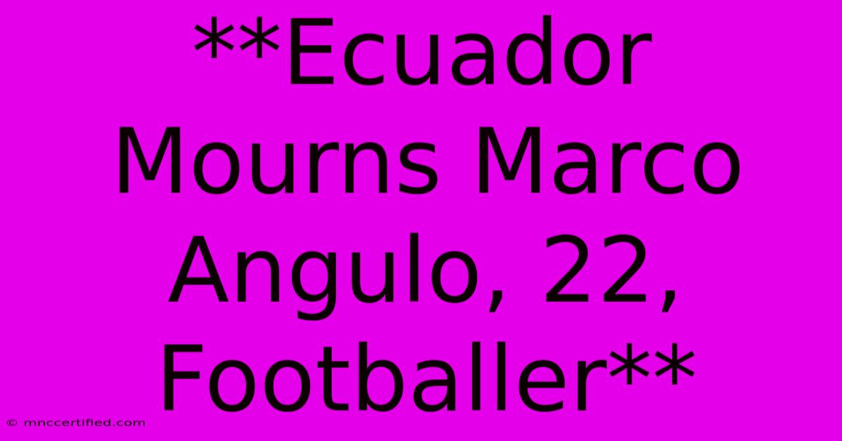 **Ecuador Mourns Marco Angulo, 22, Footballer** 