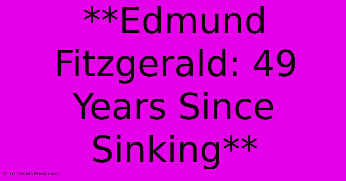 **Edmund Fitzgerald: 49 Years Since Sinking**