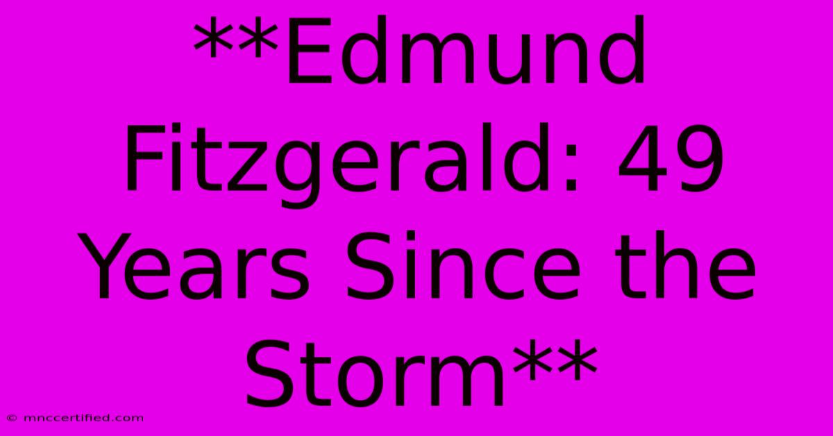 **Edmund Fitzgerald: 49 Years Since The Storm**