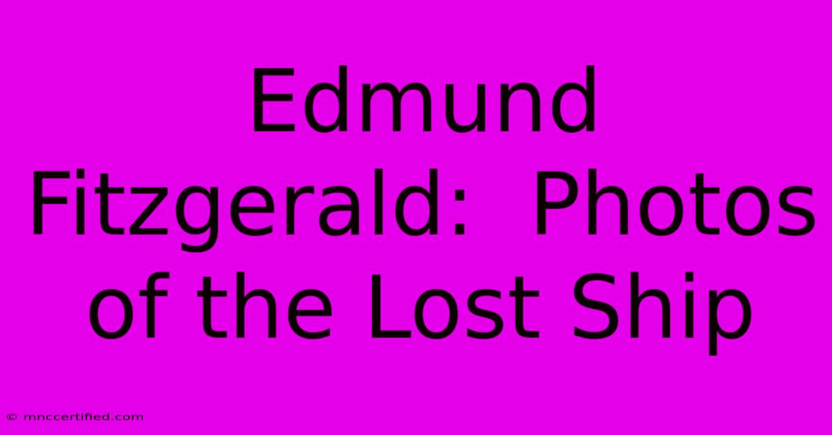 Edmund Fitzgerald:  Photos Of The Lost Ship 