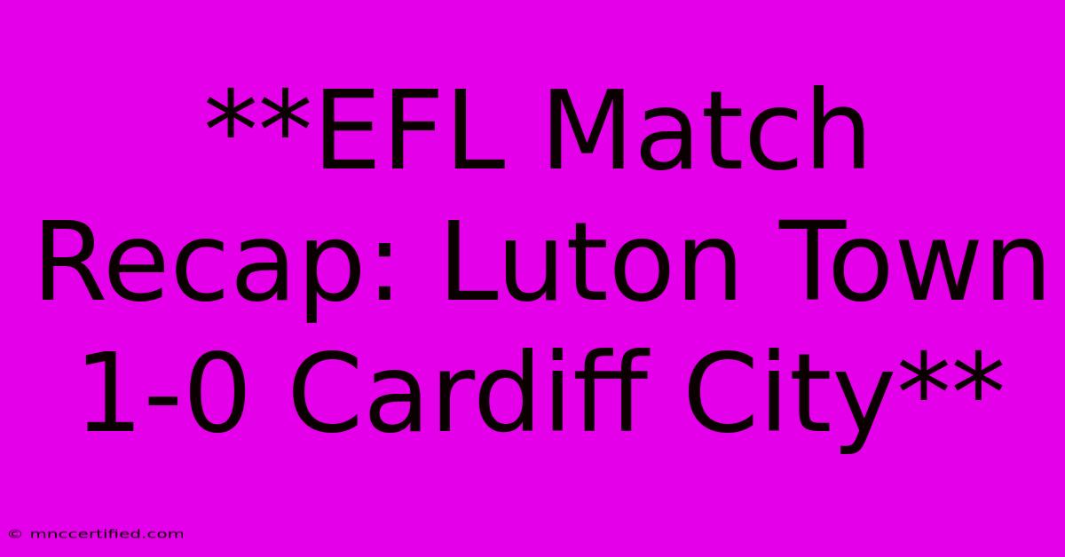 **EFL Match Recap: Luton Town 1-0 Cardiff City**