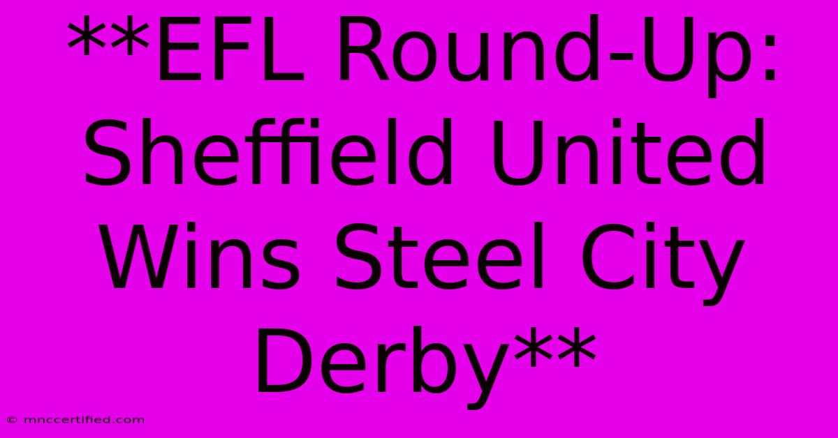 **EFL Round-Up: Sheffield United Wins Steel City Derby**