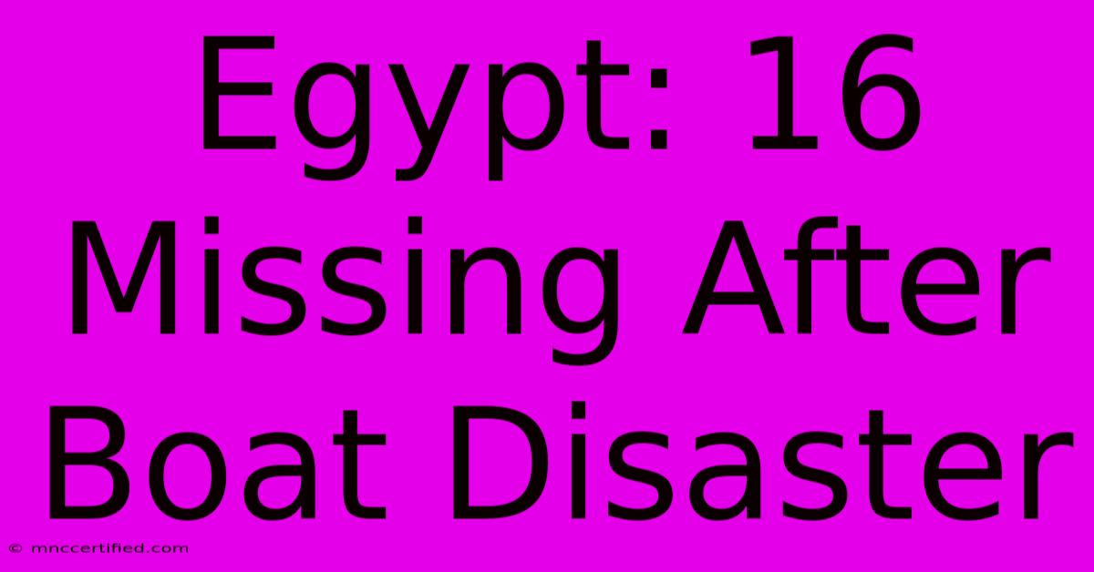 Egypt: 16 Missing After Boat Disaster