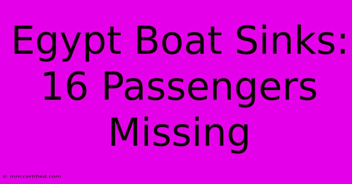 Egypt Boat Sinks: 16 Passengers Missing