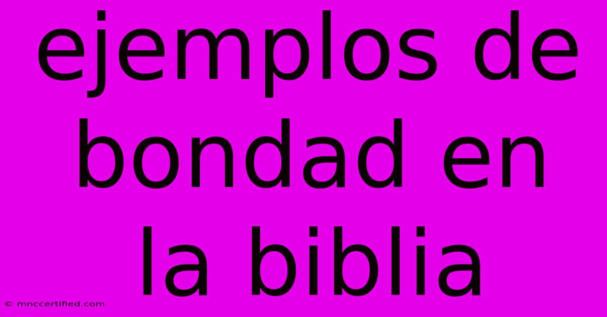 Ejemplos De Bondad En La Biblia