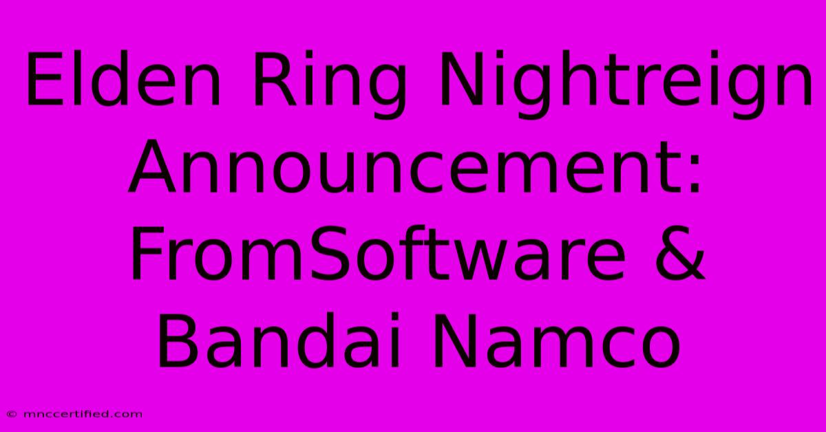 Elden Ring Nightreign Announcement: FromSoftware & Bandai Namco