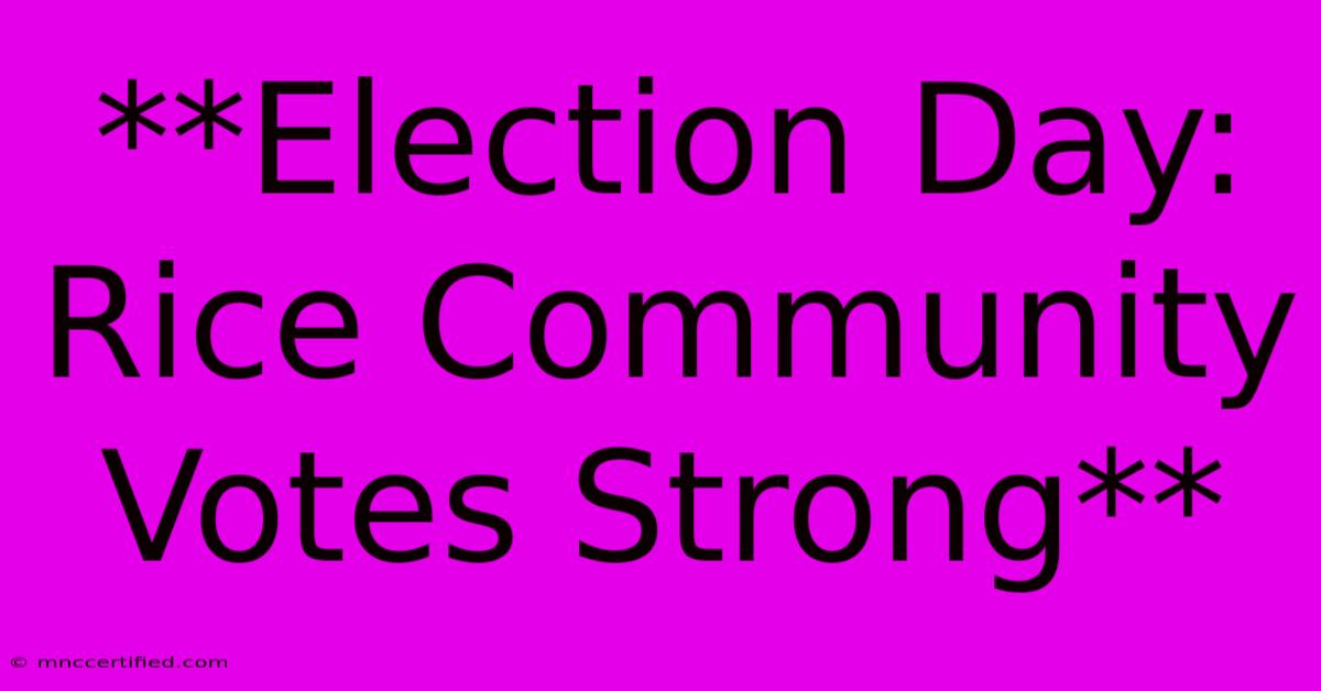 **Election Day: Rice Community Votes Strong**