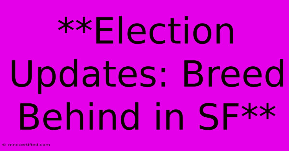 **Election Updates: Breed Behind In SF**