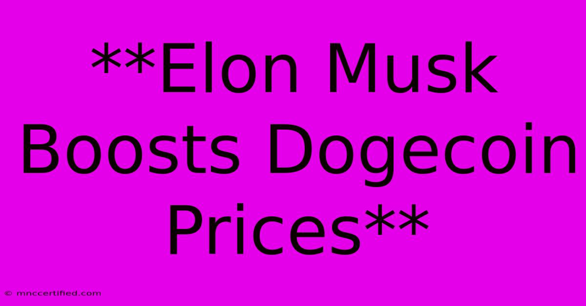 **Elon Musk Boosts Dogecoin Prices**