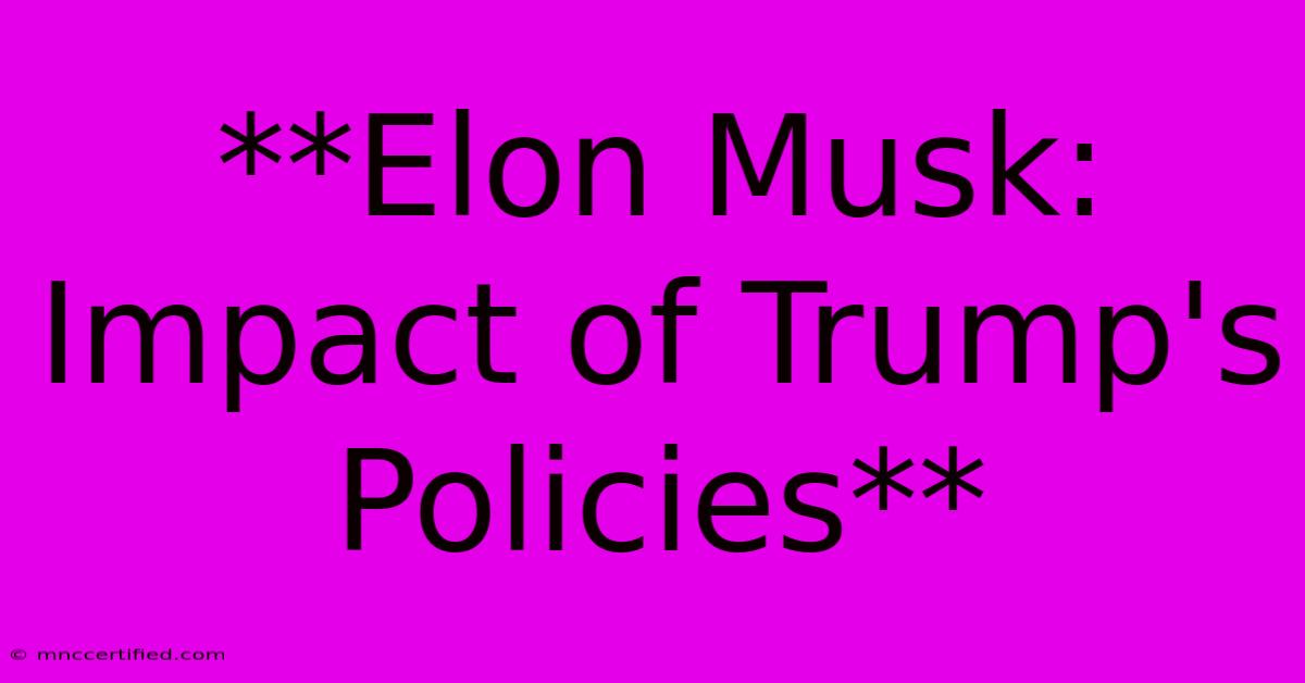 **Elon Musk:  Impact Of Trump's Policies**