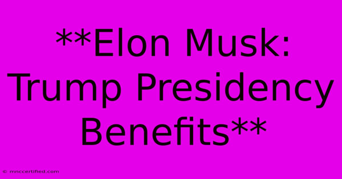 **Elon Musk: Trump Presidency Benefits**