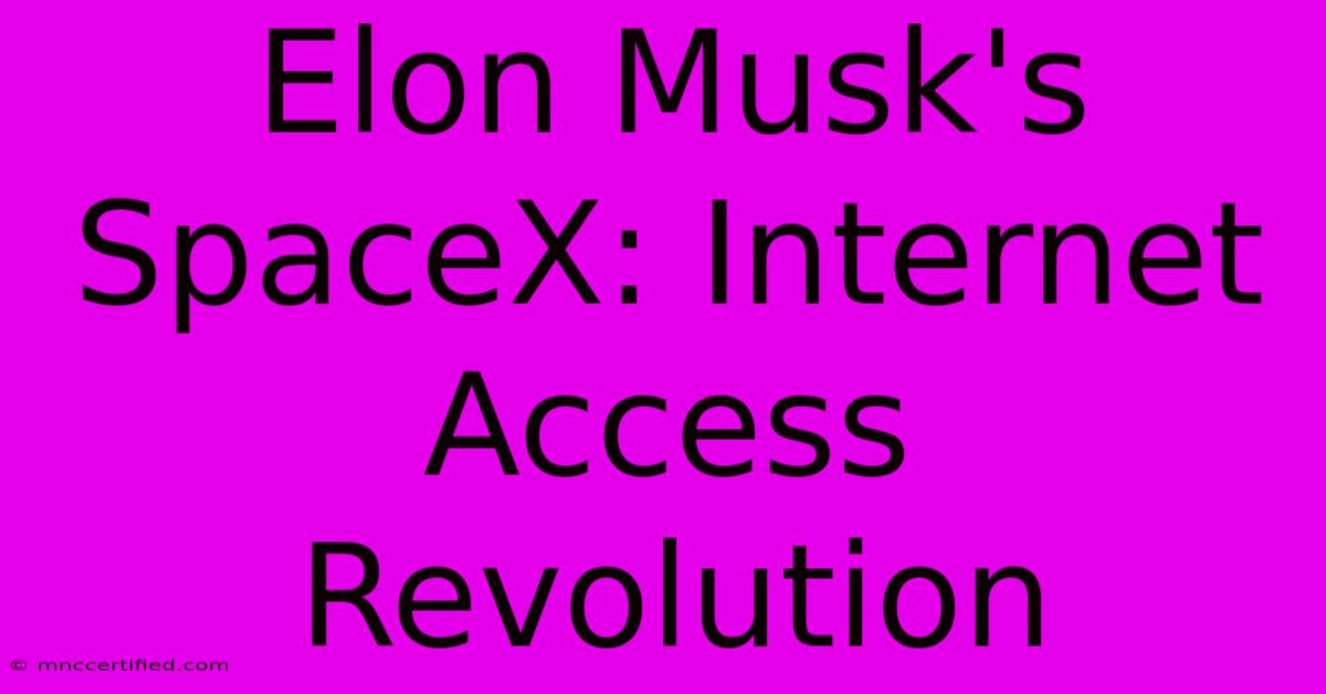 Elon Musk's SpaceX: Internet Access Revolution