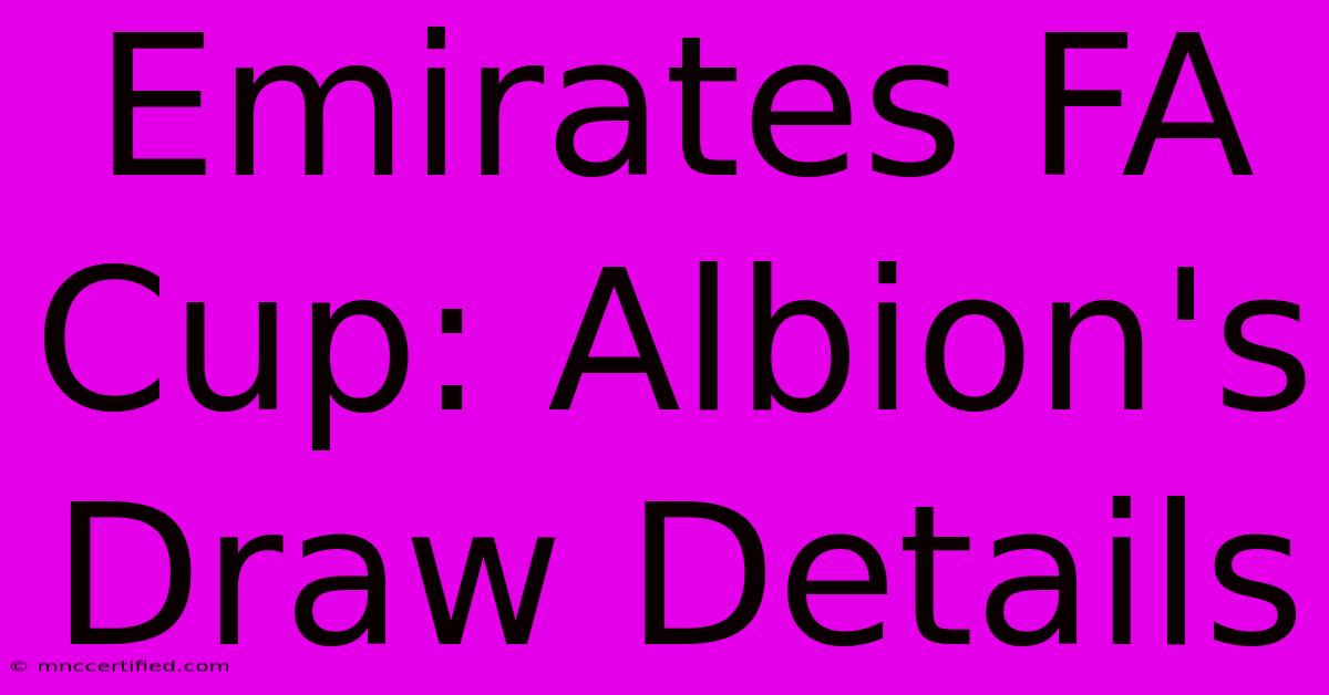 Emirates FA Cup: Albion's Draw Details