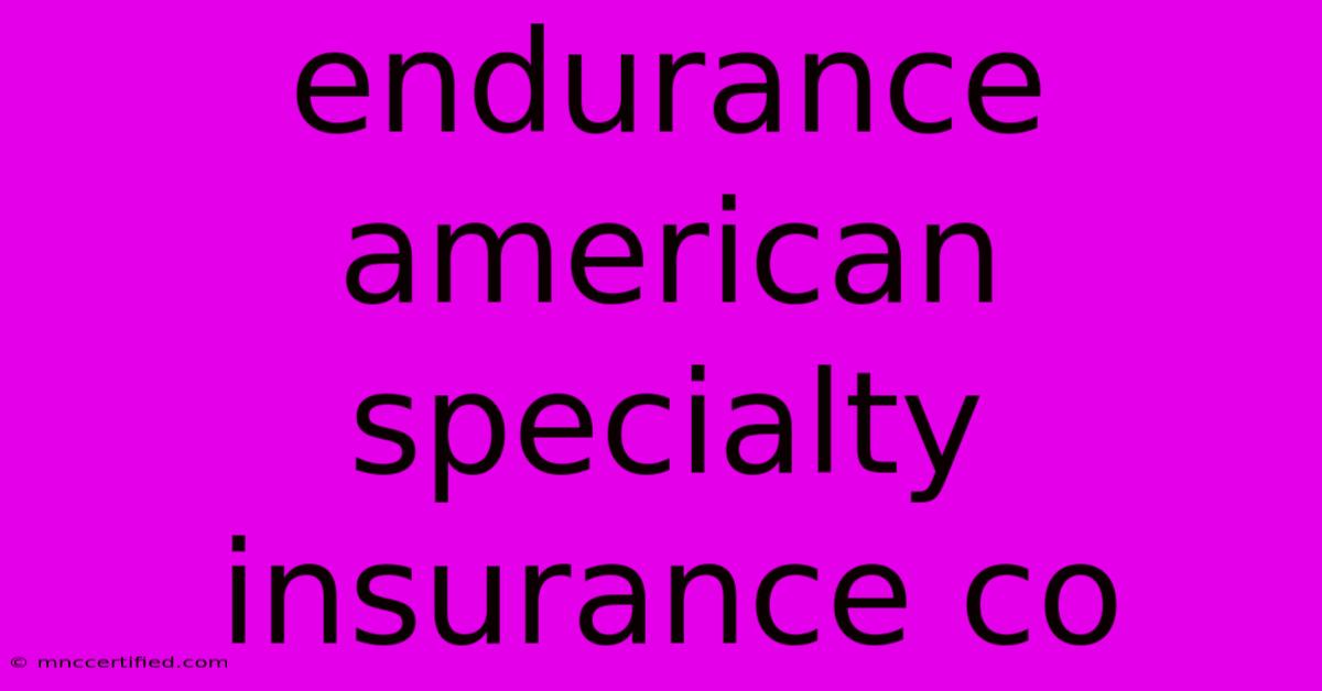 Endurance American Specialty Insurance Co