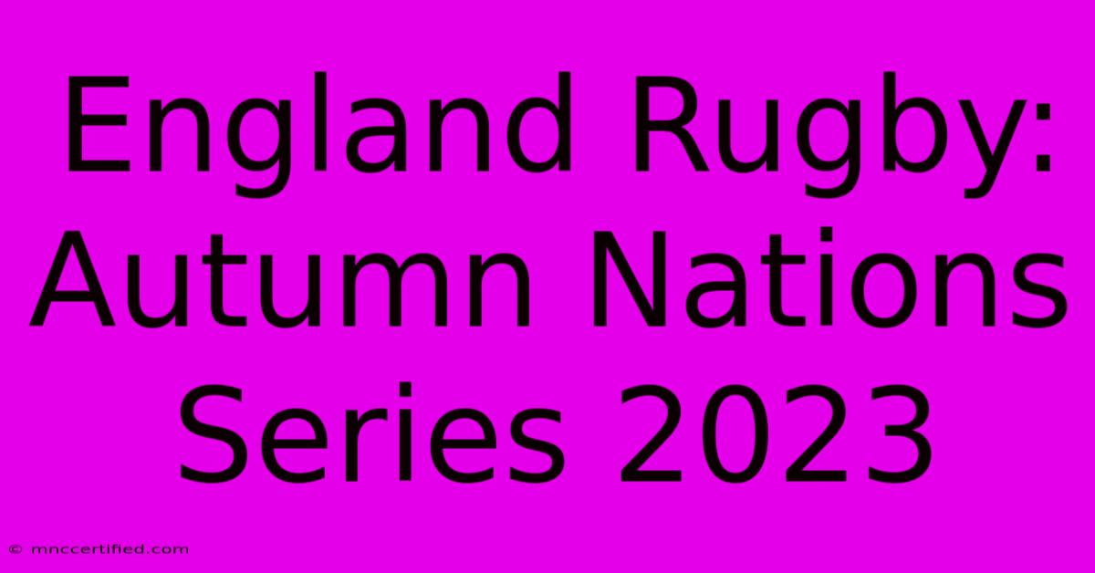 England Rugby: Autumn Nations Series 2023