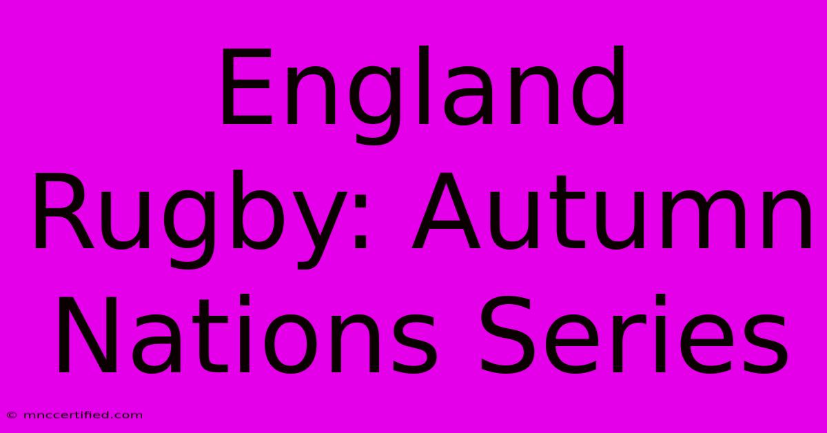 England Rugby: Autumn Nations Series