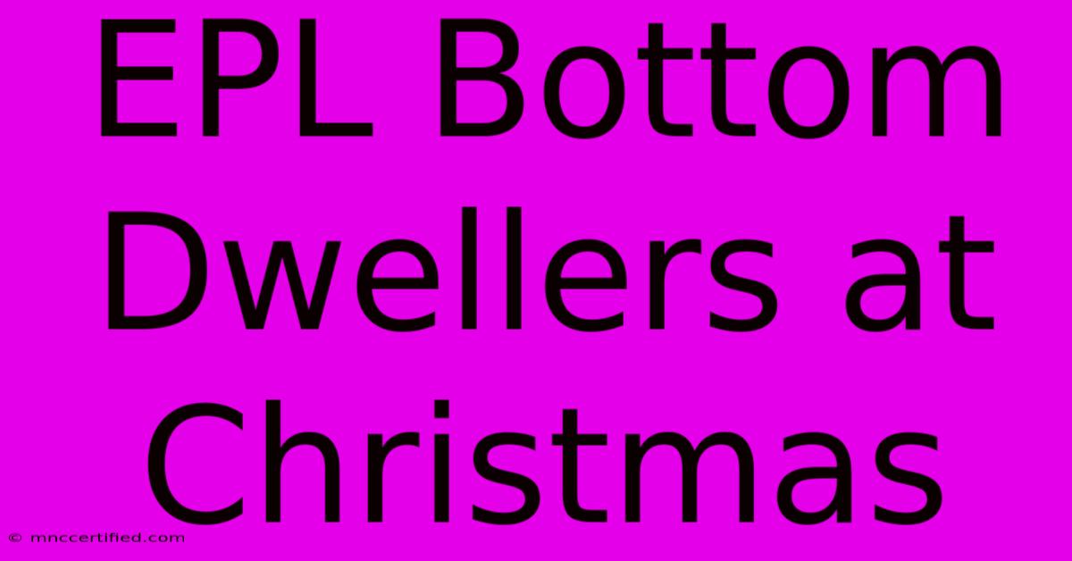 EPL Bottom Dwellers At Christmas