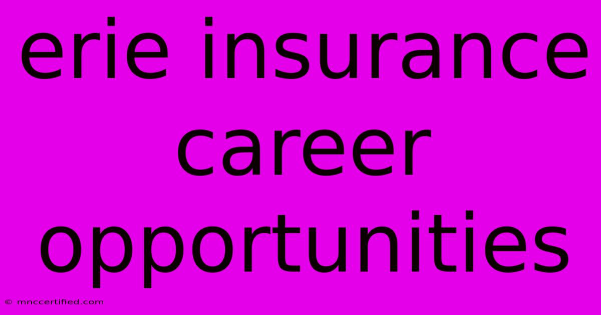 Erie Insurance Career Opportunities