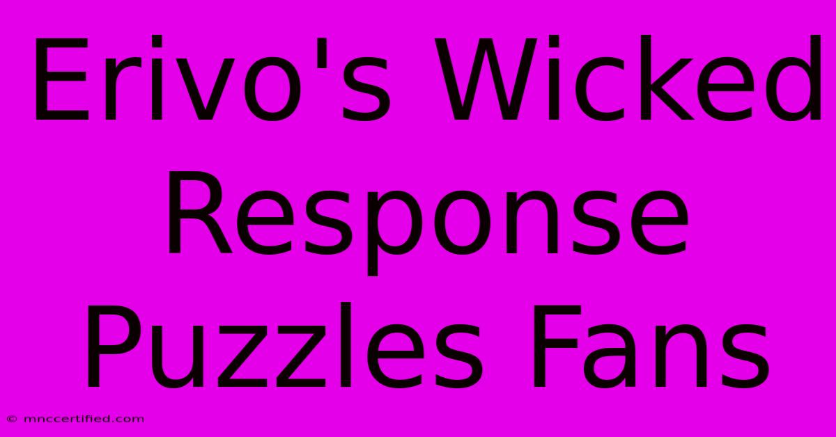 Erivo's Wicked Response Puzzles Fans