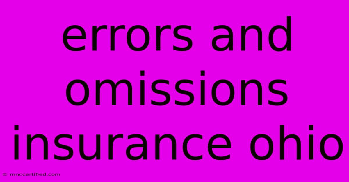 Errors And Omissions Insurance Ohio