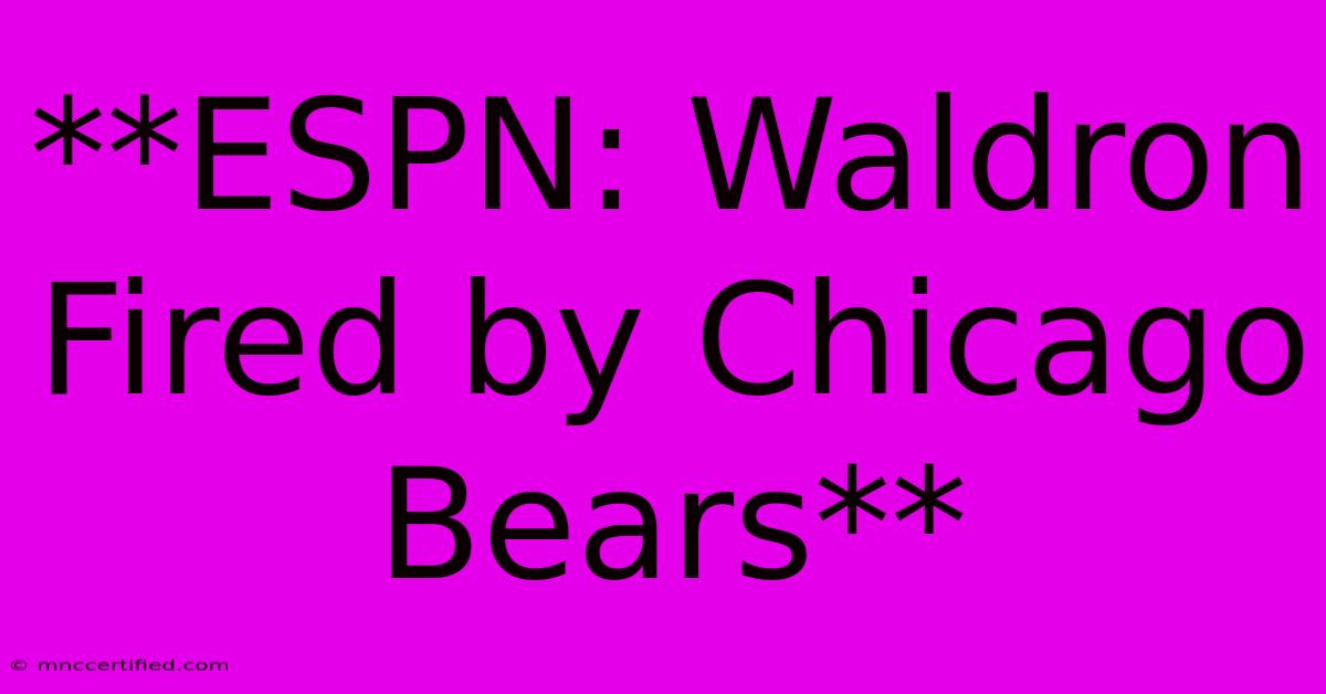 **ESPN: Waldron Fired By Chicago Bears**