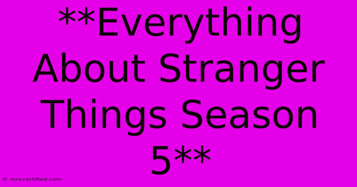 **Everything About Stranger Things Season 5**