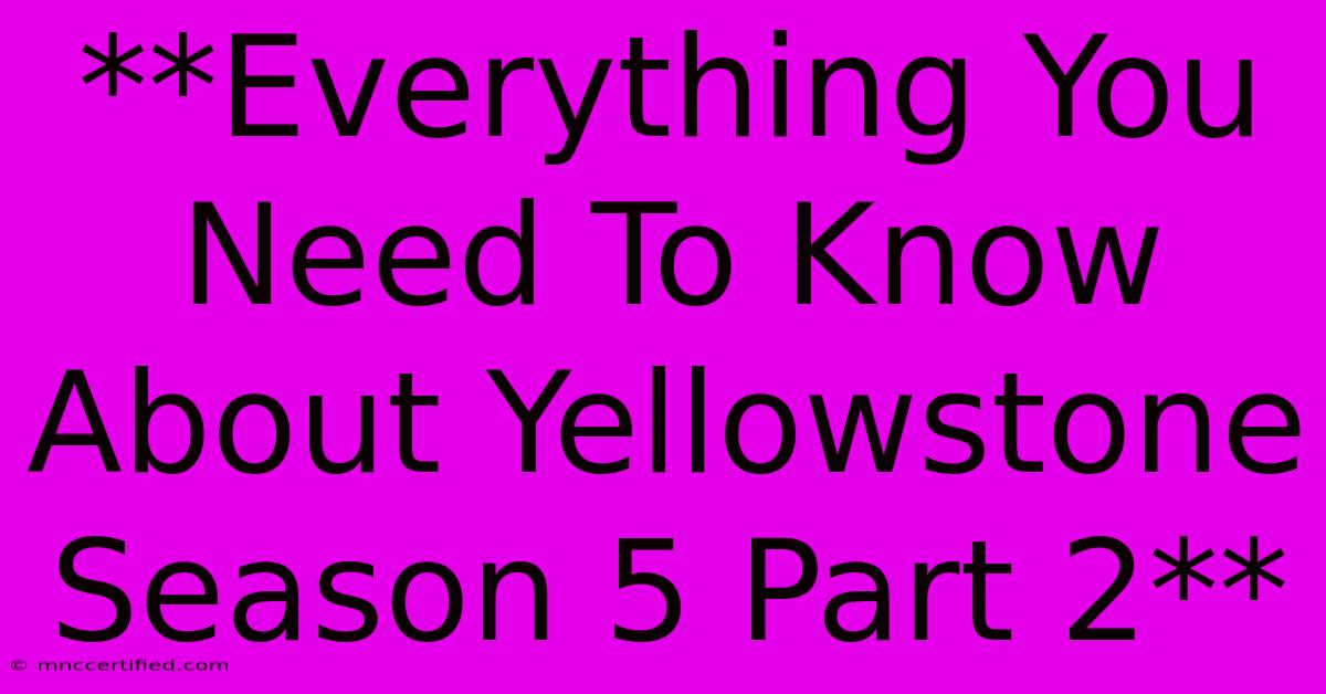 **Everything You Need To Know About Yellowstone Season 5 Part 2**