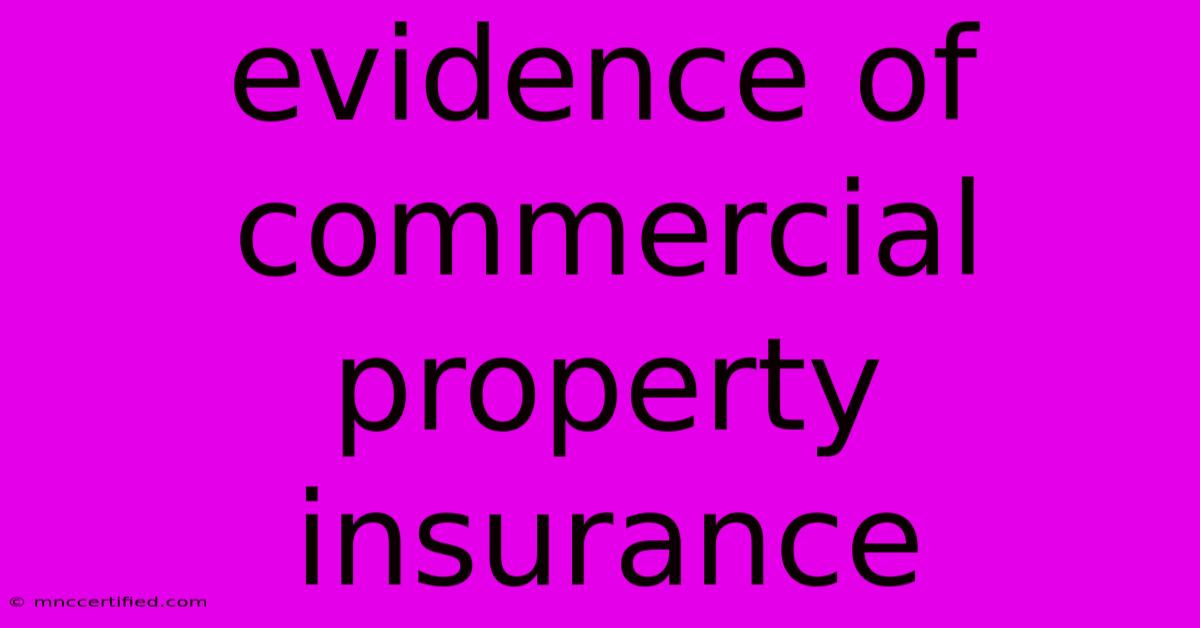 Evidence Of Commercial Property Insurance