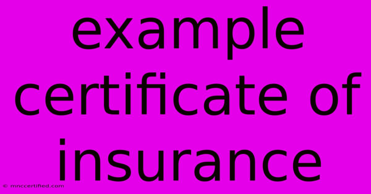 Example Certificate Of Insurance