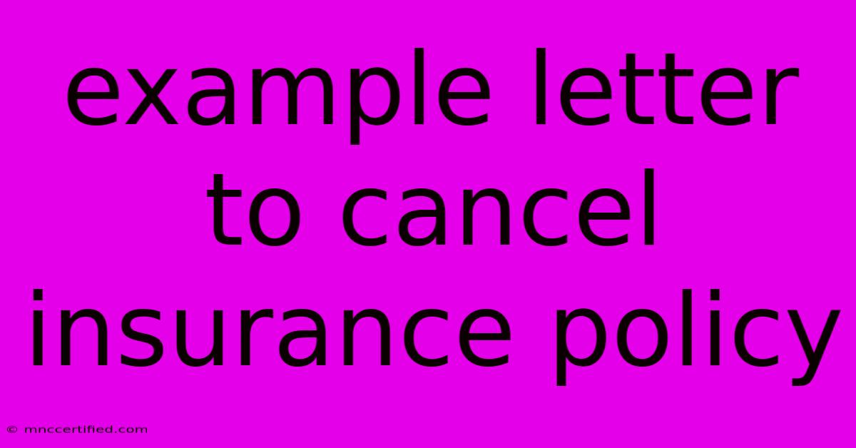 Example Letter To Cancel Insurance Policy