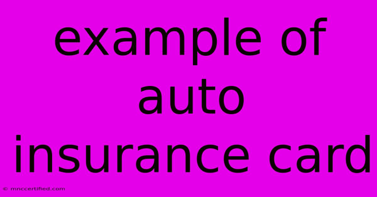 Example Of Auto Insurance Card