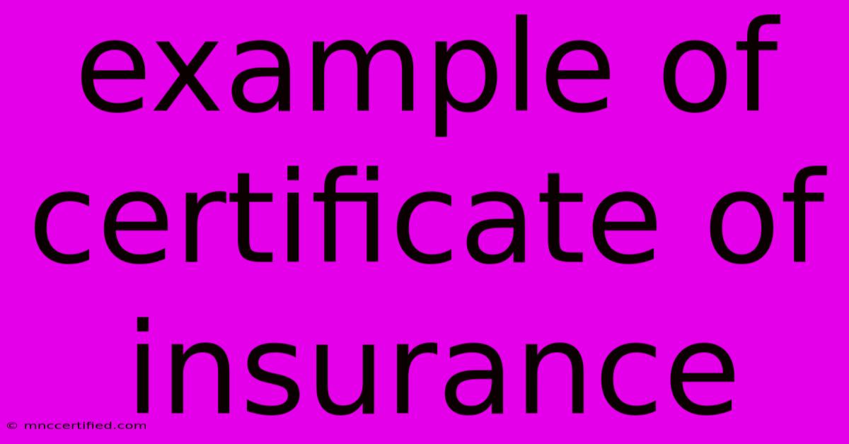 Example Of Certificate Of Insurance