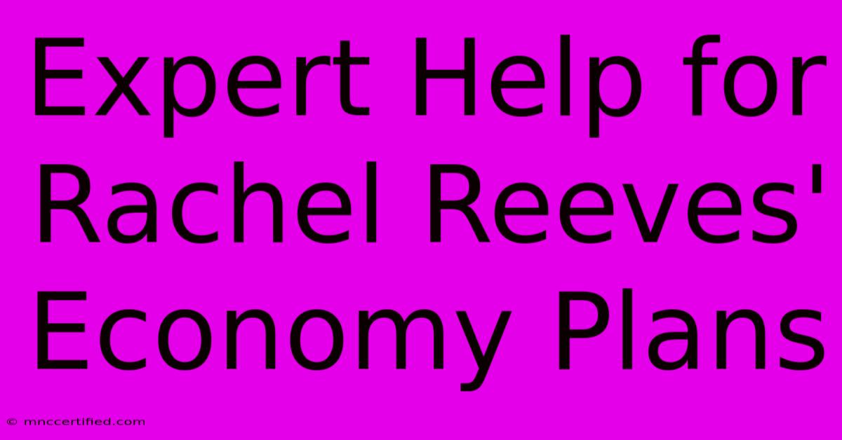 Expert Help For Rachel Reeves' Economy Plans