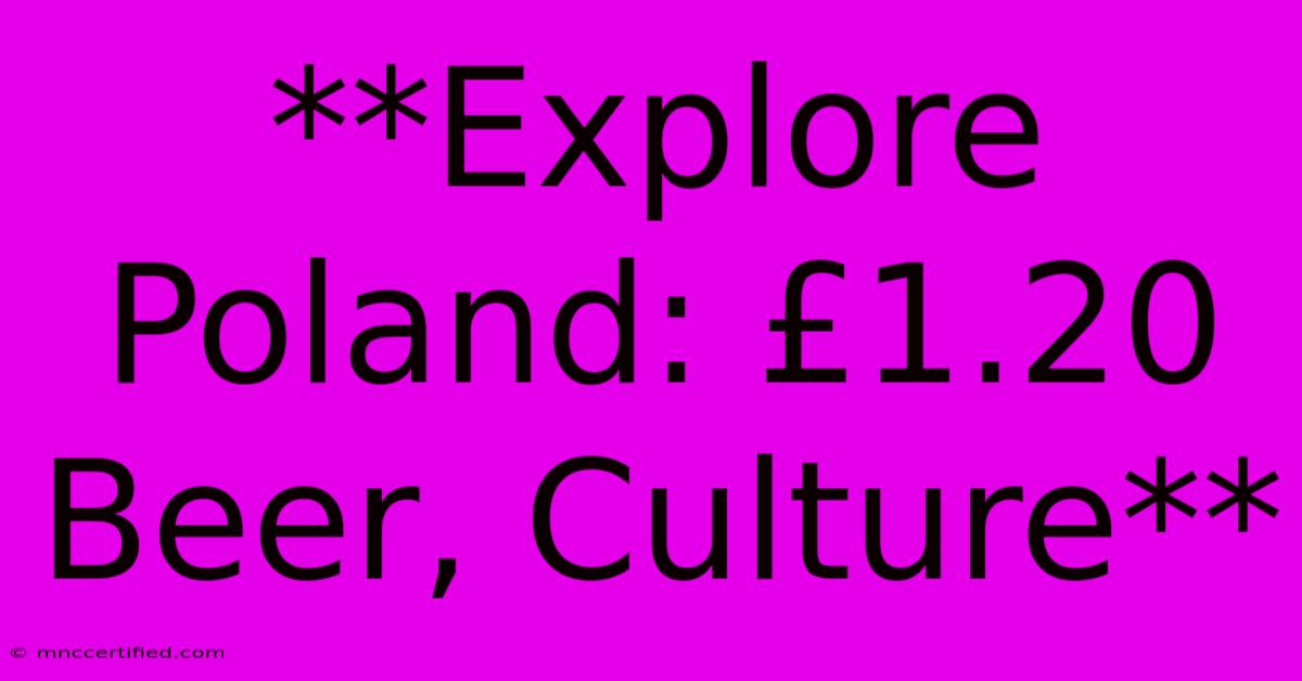 **Explore Poland: £1.20 Beer, Culture**