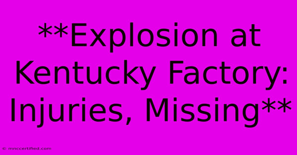 **Explosion At Kentucky Factory: Injuries, Missing** 