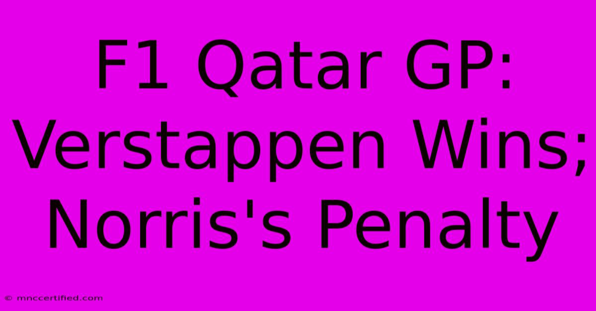 F1 Qatar GP: Verstappen Wins; Norris's Penalty