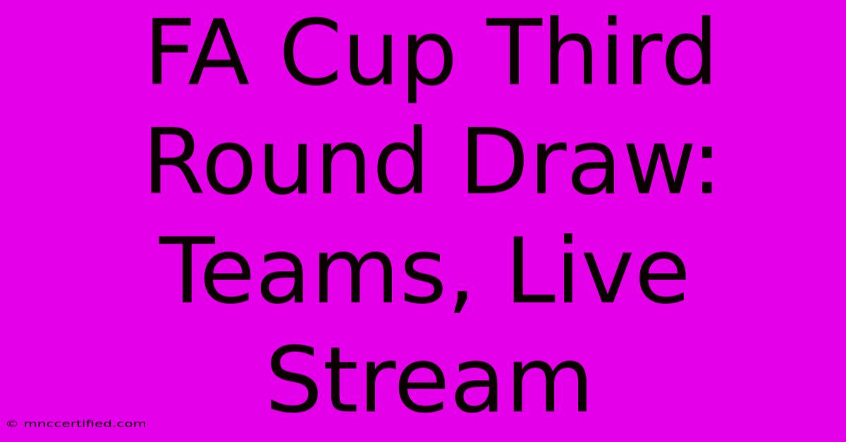 FA Cup Third Round Draw: Teams, Live Stream