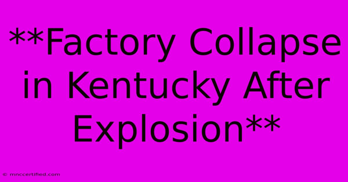 **Factory Collapse In Kentucky After Explosion**