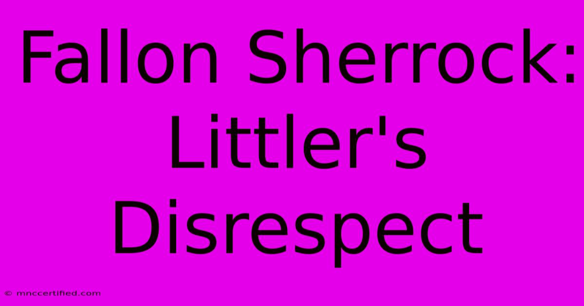 Fallon Sherrock: Littler's Disrespect