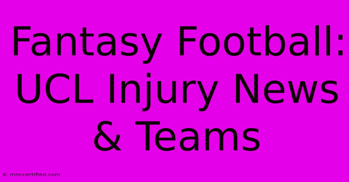 Fantasy Football: UCL Injury News & Teams