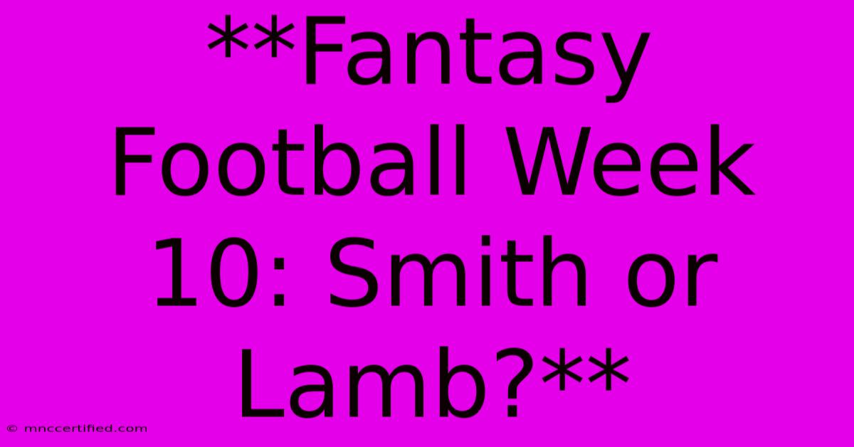 **Fantasy Football Week 10: Smith Or Lamb?**