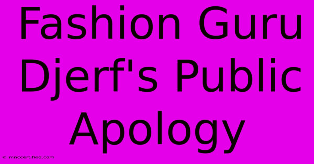 Fashion Guru Djerf's Public Apology