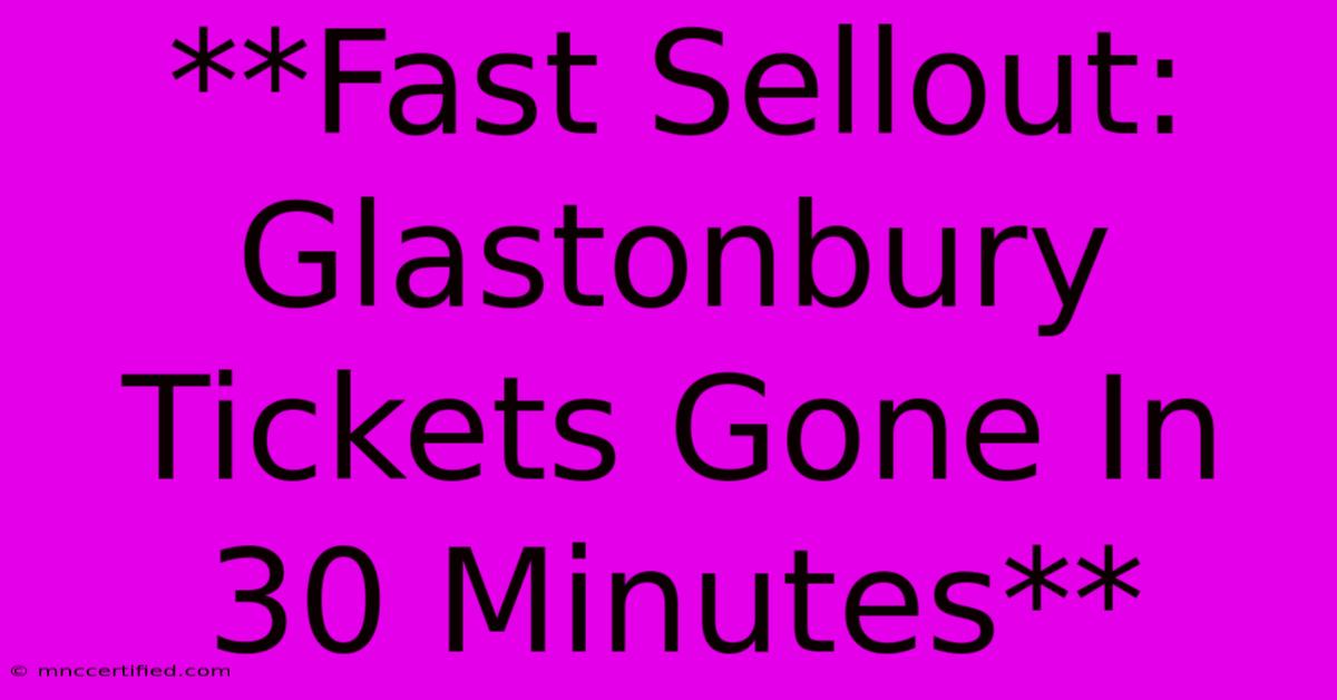 **Fast Sellout: Glastonbury Tickets Gone In 30 Minutes** 