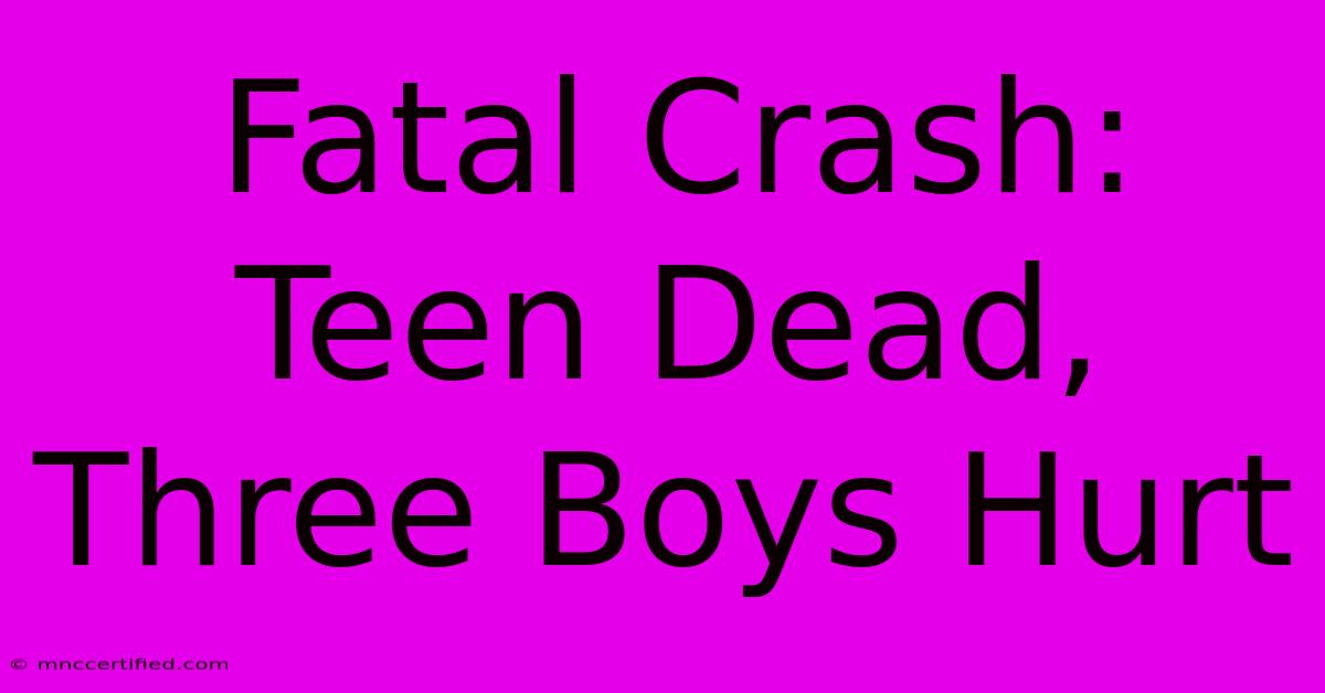 Fatal Crash: Teen Dead, Three Boys Hurt