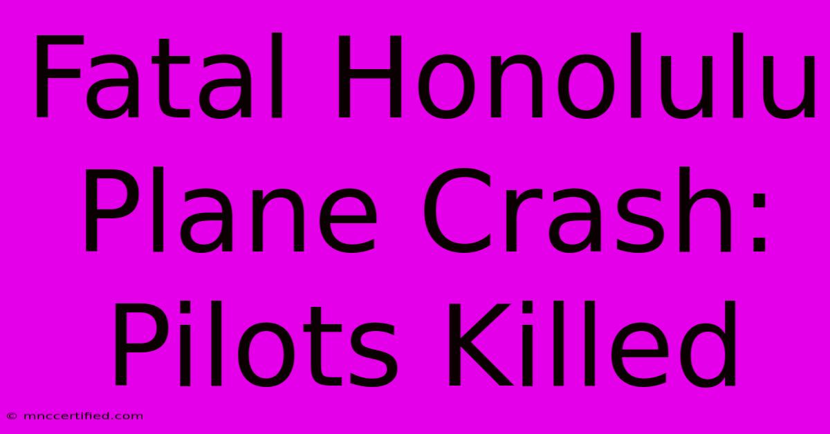 Fatal Honolulu Plane Crash: Pilots Killed