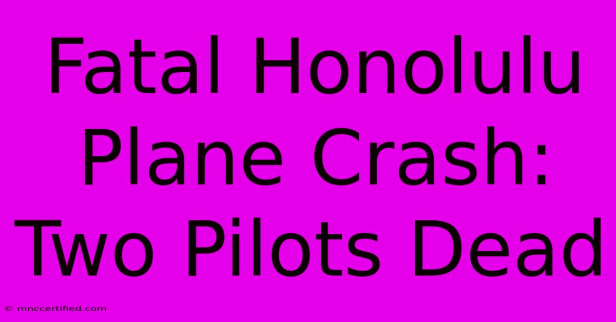 Fatal Honolulu Plane Crash: Two Pilots Dead