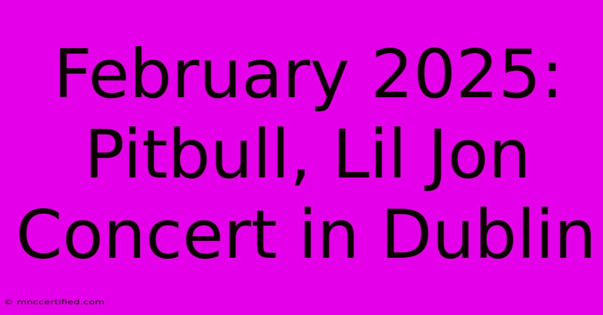 February 2025: Pitbull, Lil Jon Concert In Dublin 