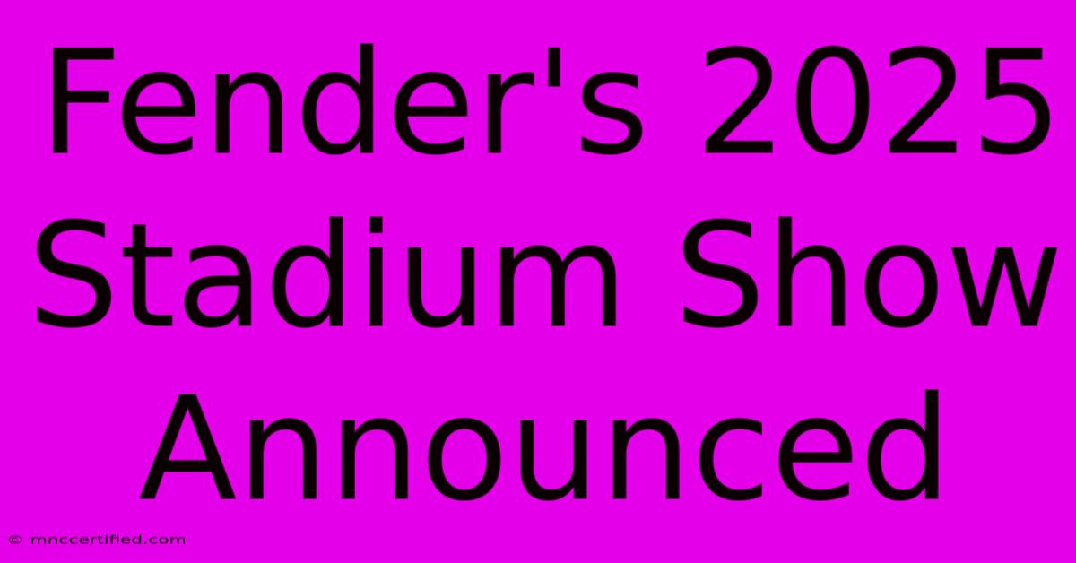 Fender's 2025 Stadium Show Announced